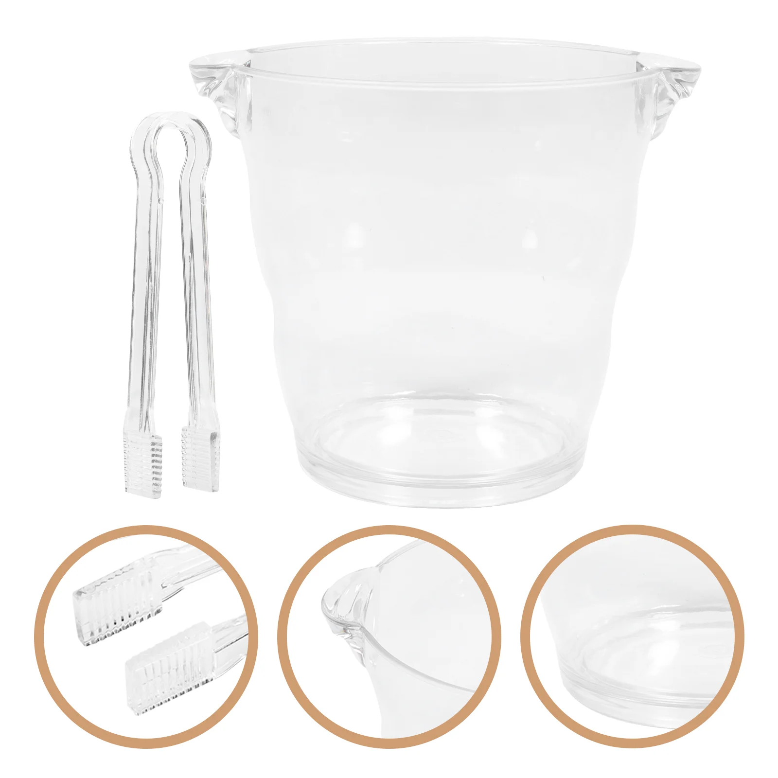 

1 Set of Portable Champagne Bucket Household Bucket Clear Ice Container