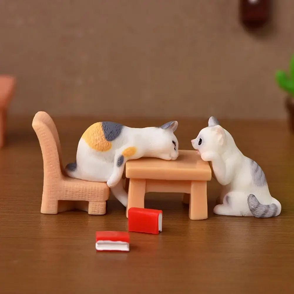 Kawaii мини-кошка украшение садовая статуя котенка подарок детские миниатюры кошка