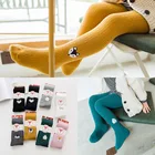 Весенне-осенние вязаные чулки, детские колготки, хлопковые колготки с двойными иглами для девочек, Милая зимняя одежда с животными для маленьких девочек