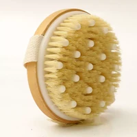 bath brush round palm natural bristle bathroom massage scrubber cleaning brush spa massage scrub wooden brush with massage beads