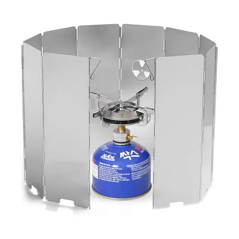 

Ветрозащитная горелка для кемпинга, 10 тарелок, складная плита, ветрозащитный экран, легкая алюминиевая кассета для пикника, плита, защита от ветра