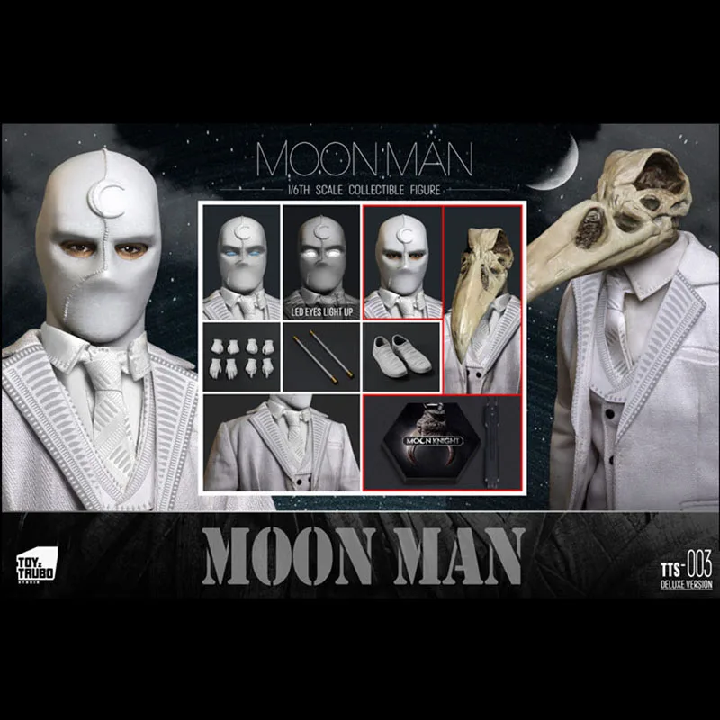 

In Stock ToyzTruboStudio tts-003 Full Set 1/6 Scale Moon Knight Hunters MAN with LED Eyes 12 Inches Action Figure Model for Fans