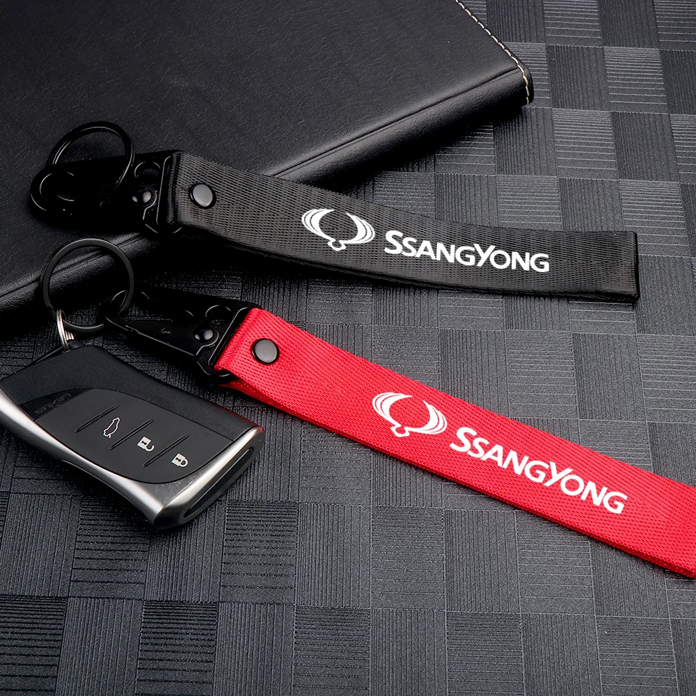 

Car Badge Key chain Ribbon Lanyard Keyrings Auto Accessories For SsangYong Actyon Turismo Rodius Rexton Korando Kyron Musso XLV