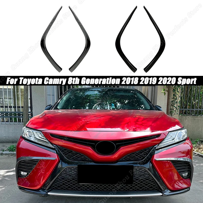 

Gloss Black Car Front Bumper Light Frames Spoiler Trim Racing Grille Cover For Toyota Camry 8th Generation 2018 2019 2020 Sport