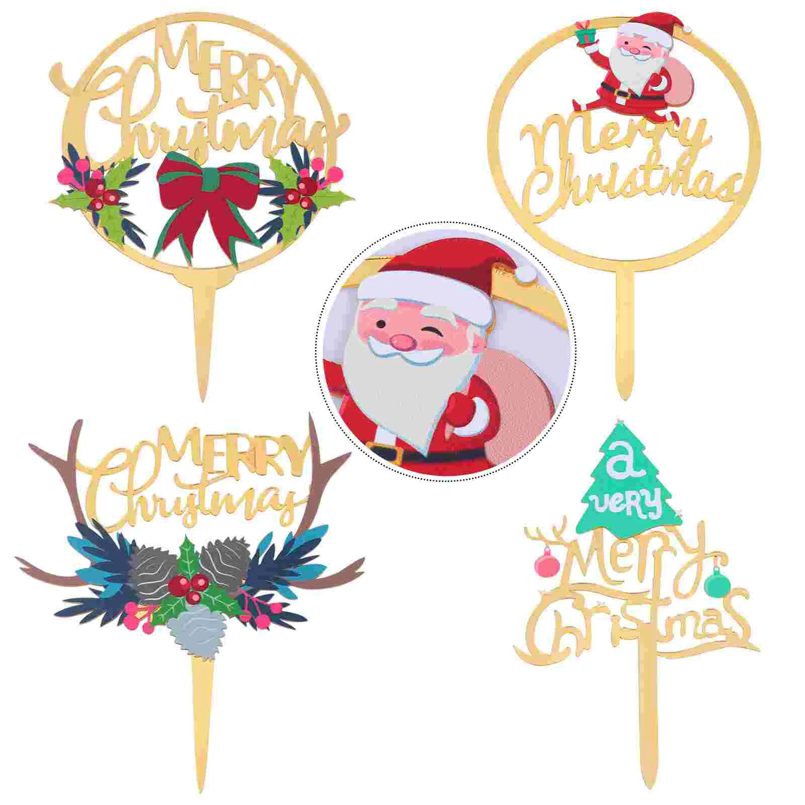 

Christmas Cake Xmascupcake Dessert Party Happy Tree Ornaments New Pick Inserts Wreath Decoration Picks Year Decor Merry