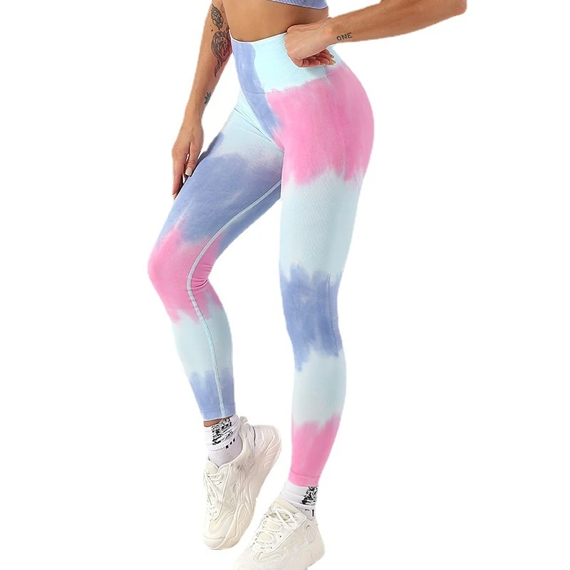 Tie dye Yoga High Waist Hips Tight Peach Buttocks Leggings Women Workout Running Sports Clothing Sexy Fitness Outerwear Pants