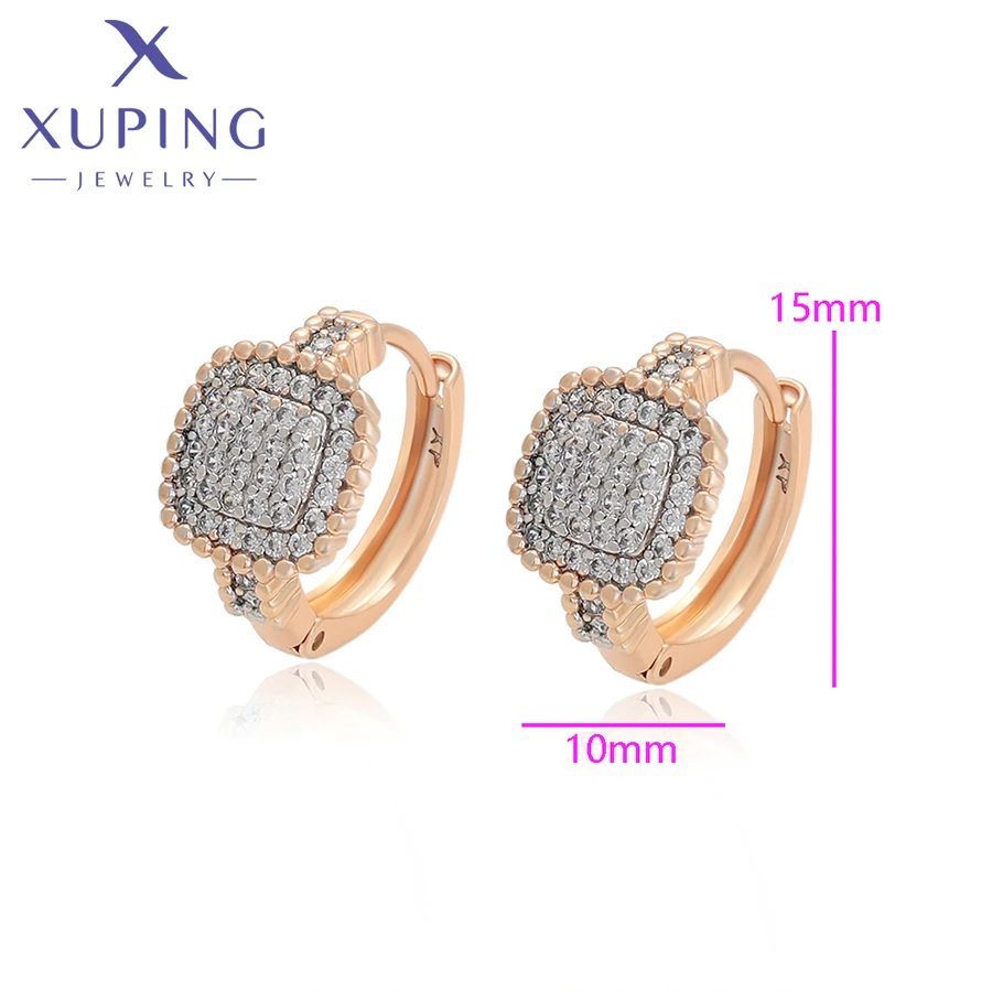 Xuping ювелирные изделия Новое поступление квадратные серьги Huggies золотого цвета