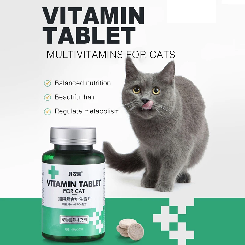 

Pet Multivitamin Cat Tablets, Cats, Cat Food and Nutrition B Vitamins 200 Tablets