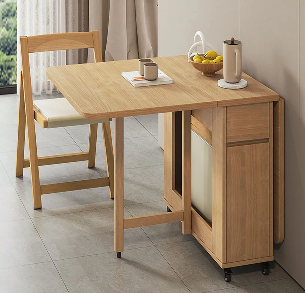 

Small Unit Type Folding Dining Table Portability Solid Wood Furniture Household Clear Texture Wear Scratch Resistant