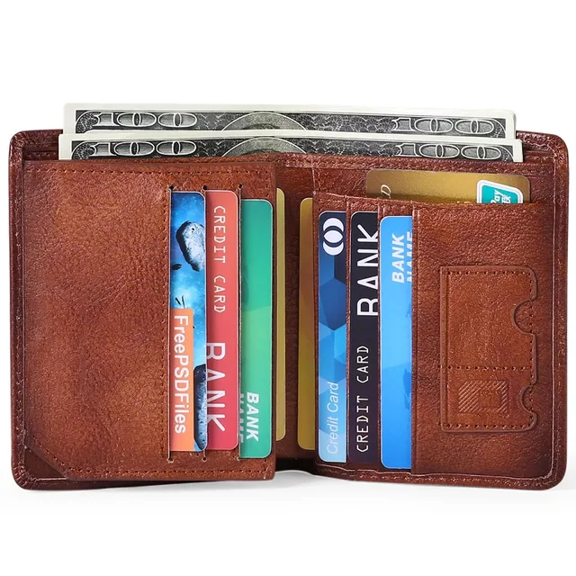 Minimalist Men's Wallet  RFID Blocking Vintage Genuine Leather Wallet for Men Credit Card Holder Money Clip Purse 2