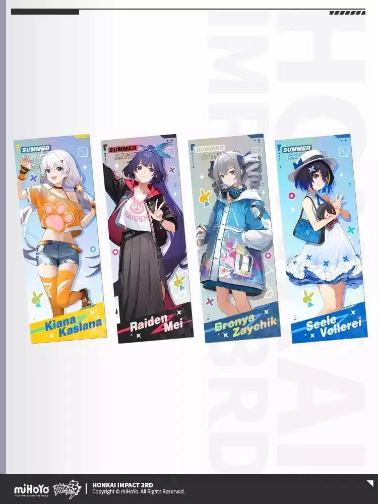 

New Game Honkai Impact 3 Anime Surrounding Kiana Halloween Cosplay Summer Carnival Series Silver Cardstock Laser Ticket