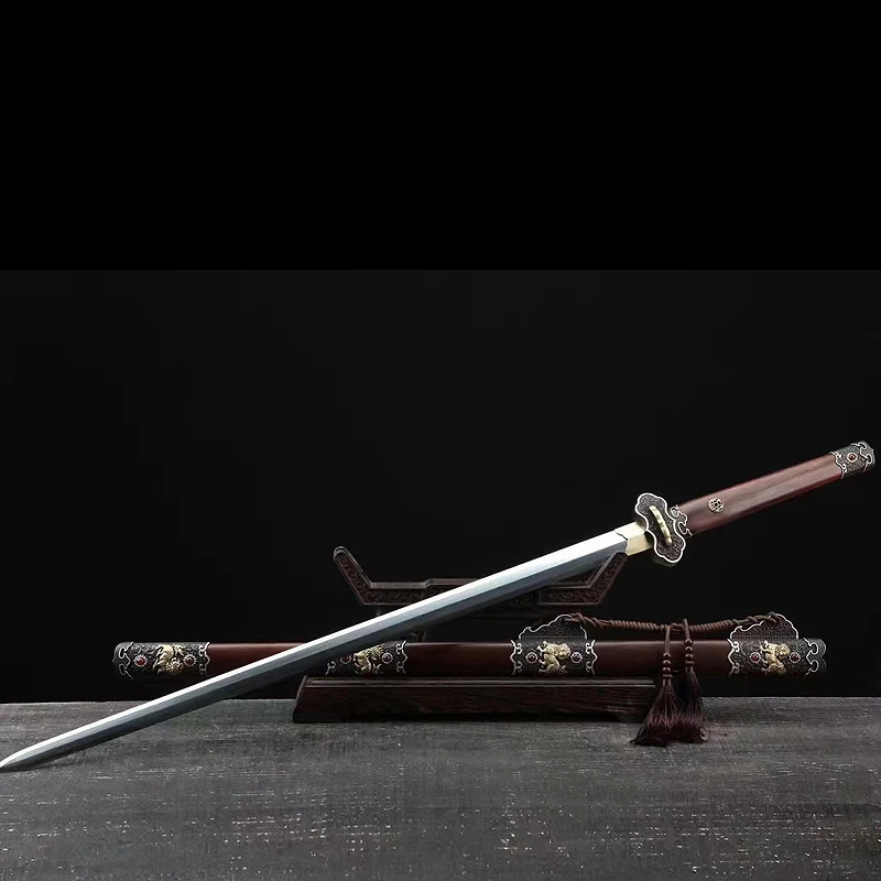 

Китайские мечи, сделанные вручную из складной стали (Дамасская сталь), устанавливаются как ножницы из эбенового дерева для косплея