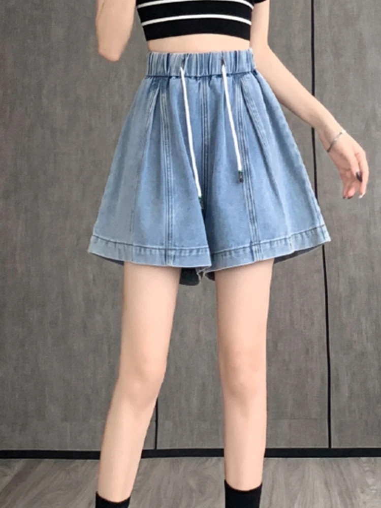 

Casual Denim Shorts With Elastic Waist And Loose A-Line Hot Pants 2023 Summer Fashion Women'S Clothing