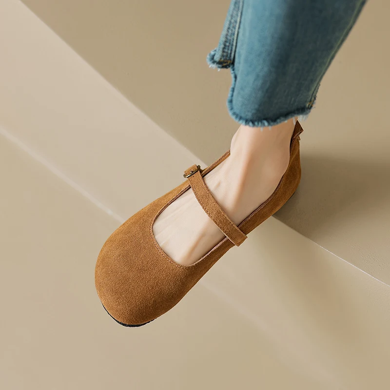 AIYUQI Mary Jane Women Genuine Leather 2023 New Large Size 41 42 43 Women's Flats Casual Spring Shoes Women