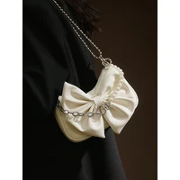 mbti luxury pearl bow shoulder bag 2022 summer fashion versatile chain crossbody bag for women purses and handbags