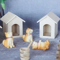 small bright color realistic mini wooden puppy house decoration for photo props dollhouse kennel dollhouse kennel