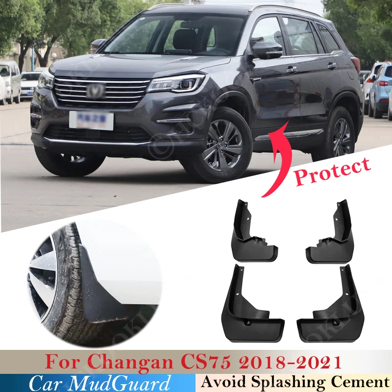 

4pcs Mudflaps For Changan CS75 2018-2021 Mudguards Fender Mud Flap Guard Splash Mudguard Car Accessories Auto Styline Front Rear