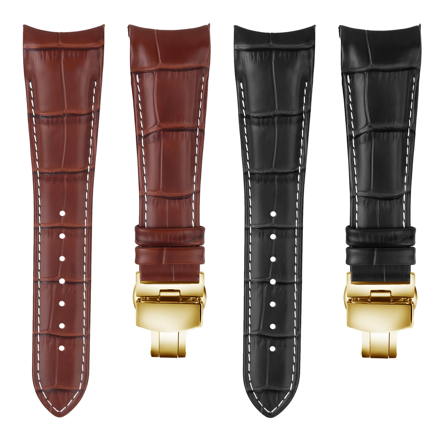 Ремешок из натуральной кожи 24 мм, изогнутый, для Versace V-Sport II Series VFE130015 VFE160017, мужской, черно-коричневый, из телячьей кожи, с пряжкой (art.: 3920dc37e54f7) - 3920dc37e54f7