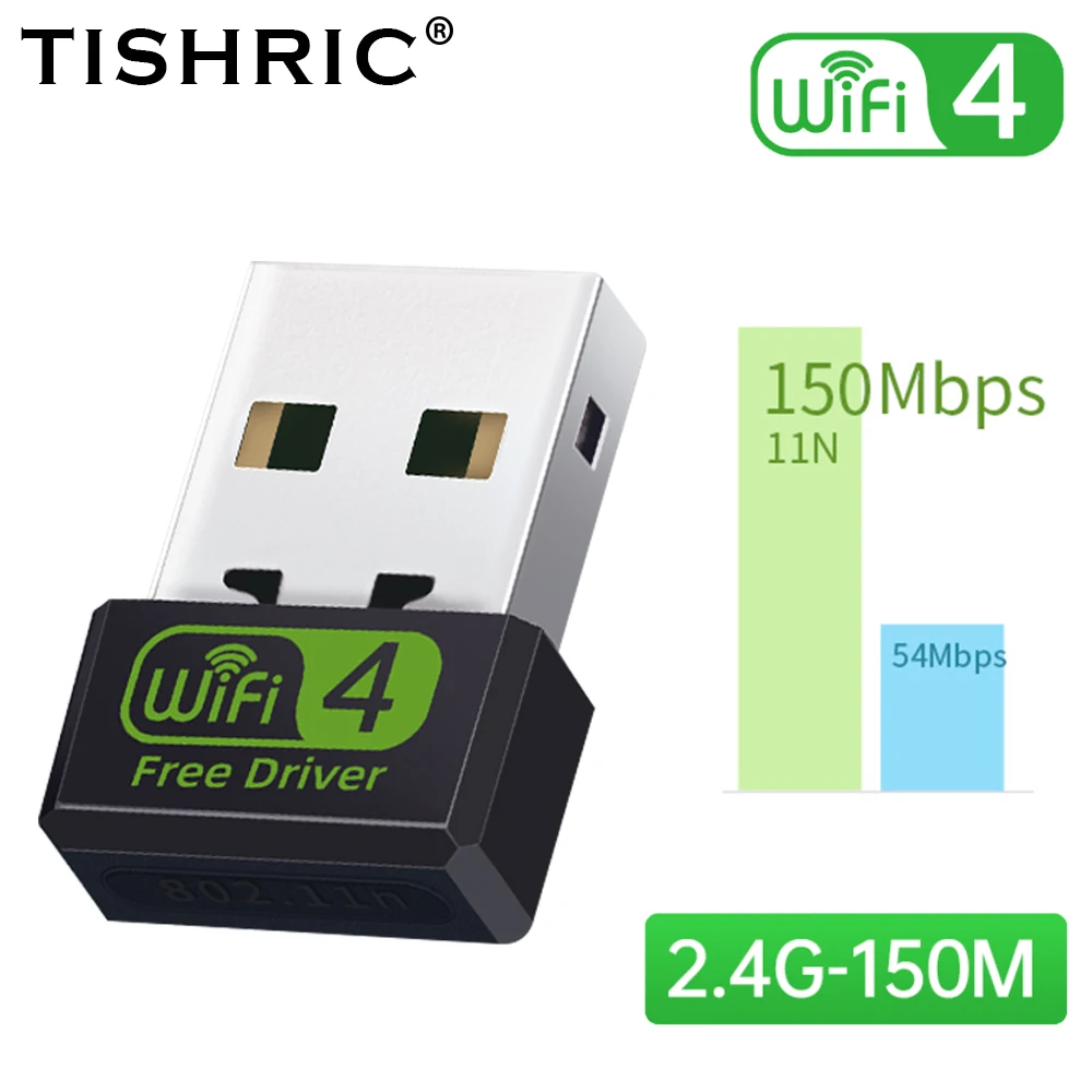 

TISHRIC Mini 150m Wireless Network Card Driver -Free 150Mbps USB2.0 Wifi Antenna Wi-fi Adapter Wireless Card For Desktop Laptop