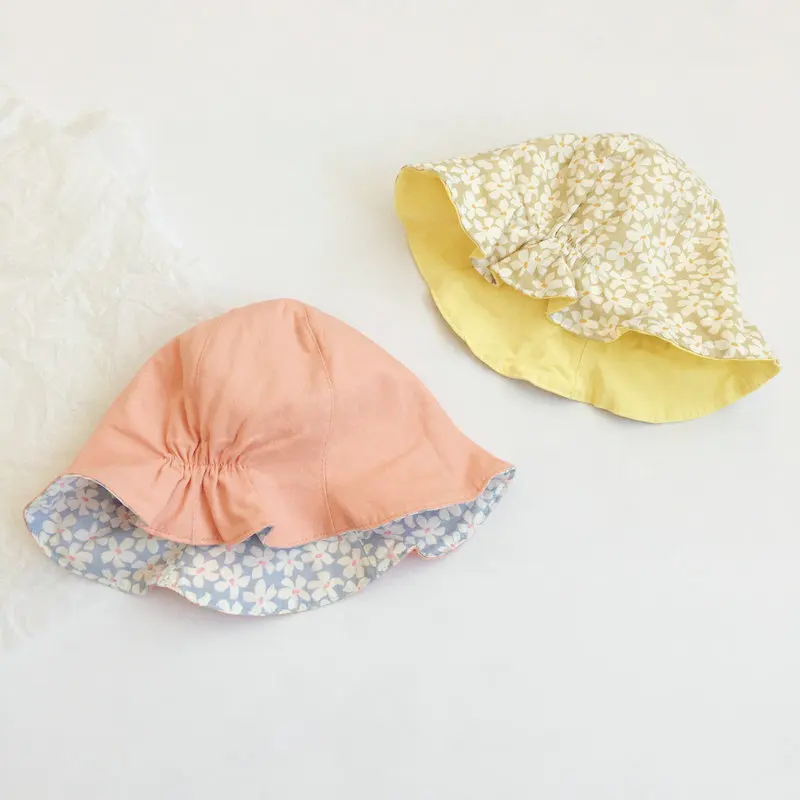 Панама детская Двусторонняя Пляжная с цветами от солнца для девочек шапка