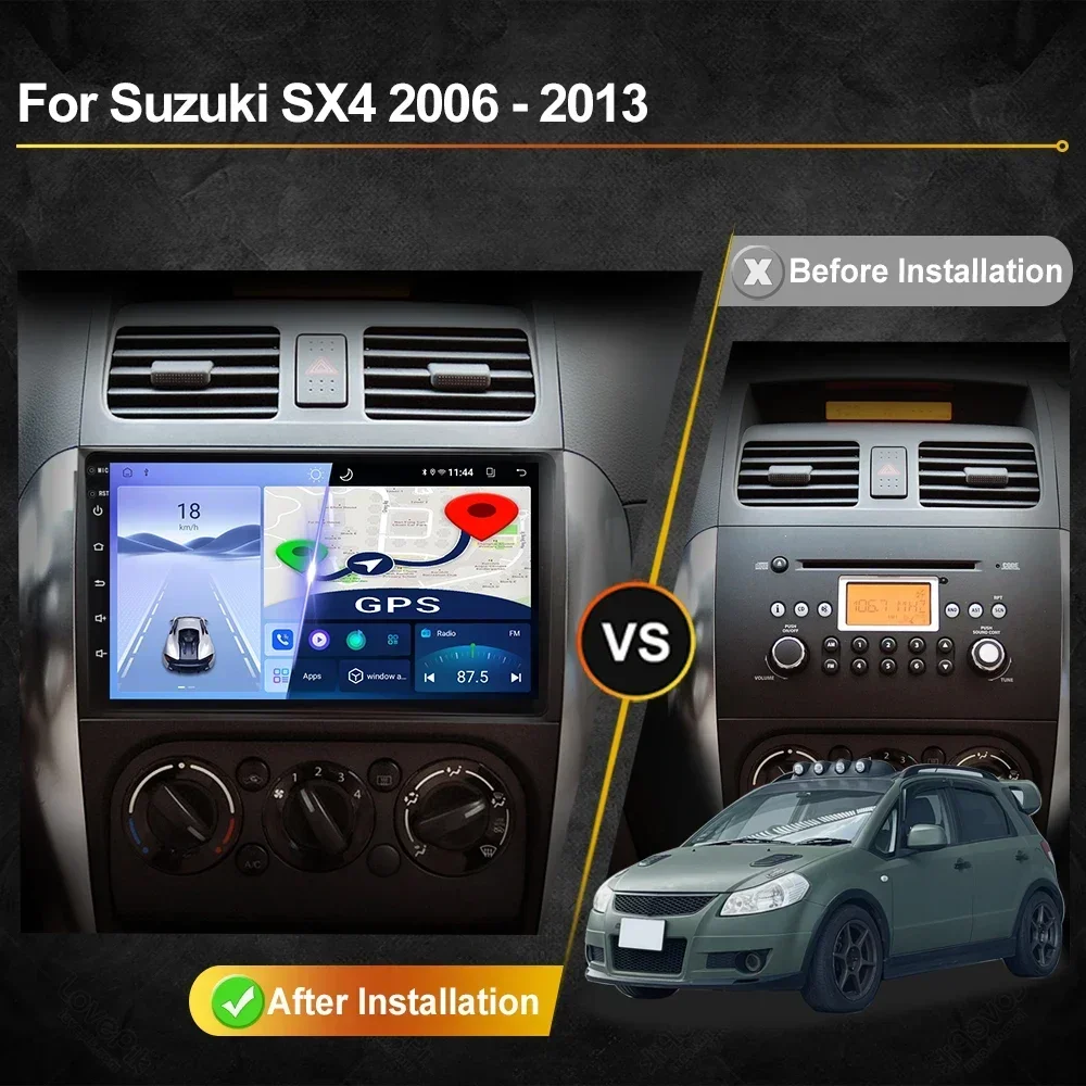 Фото Для Suzuki SX4 2006 2007 2008 2009 2010 2011 2012 Автомобильный радиоприемник Android Автомобильный мультимедийный видеоплеер GPS-навигация Carplay Сенсорный экран Авто Стерео №2