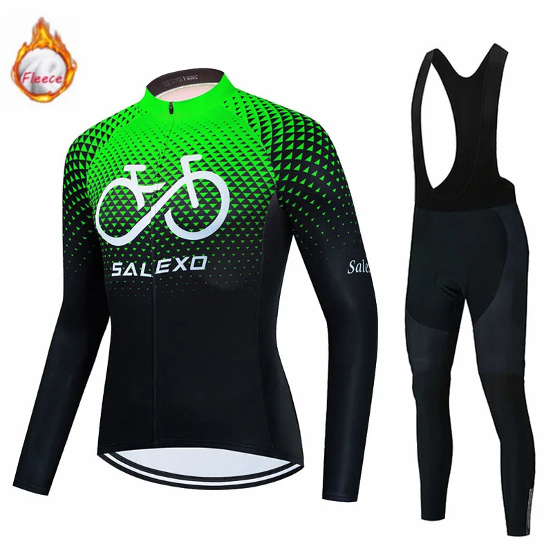 

Зимний теплый флисовый костюм для езды на велосипеде 2023, велосипедный костюм с длинным рукавом, Трикотажный костюм, зимняя одежда для езды н...