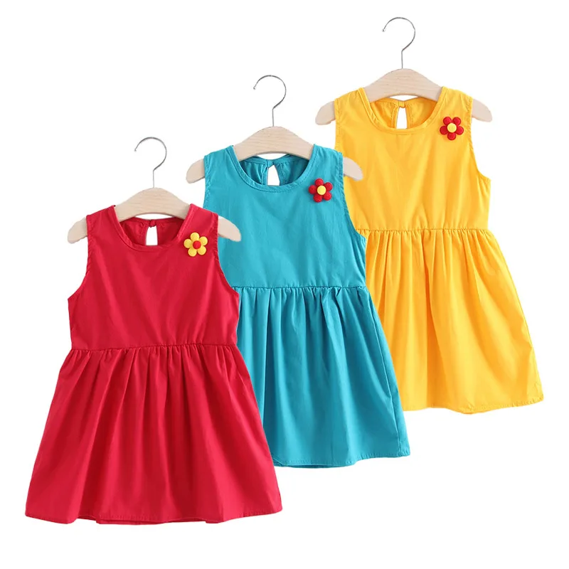 

Spot Foreign Trade 2021 Flower Cotton Girls Korean Fashion Children's Skirt Sleeveless Dress Princess