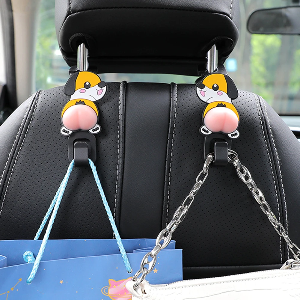 

1pair For Bag Decompression Universal Cartoon Purses Car Back Seat Hooks Interior Accessories Headrest Hangers Portable Durable