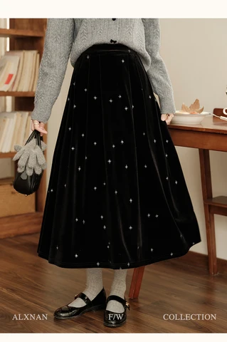 ALXNAN Плиссированная юбка midi из полиэстера