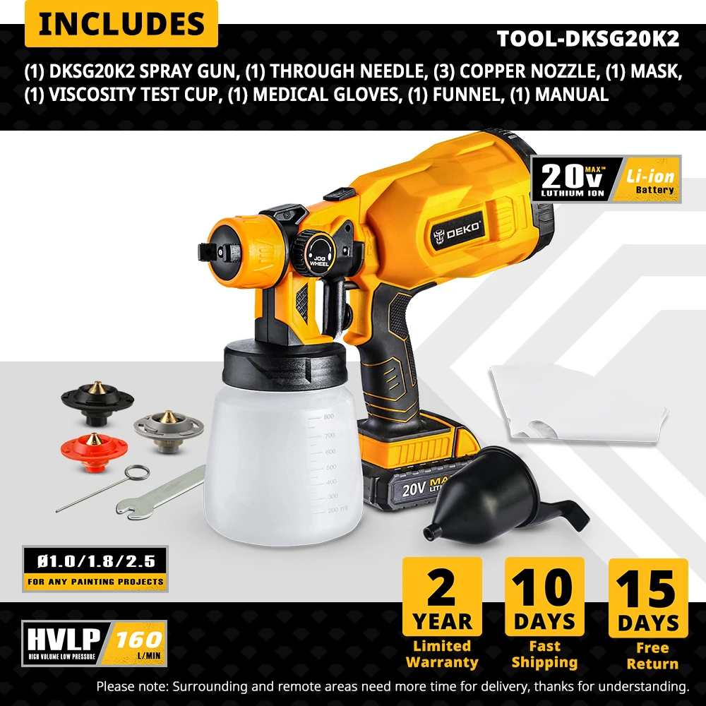 

Беспроводной электрический краскопульт DEKO DKSG Series HVLP