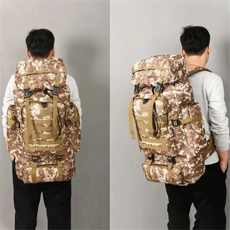 80L Camo Backpack Military Hiking Bag Army Rucksack Waterproof Tactical Backpacks(6 Color) field tactical backpack outdoor