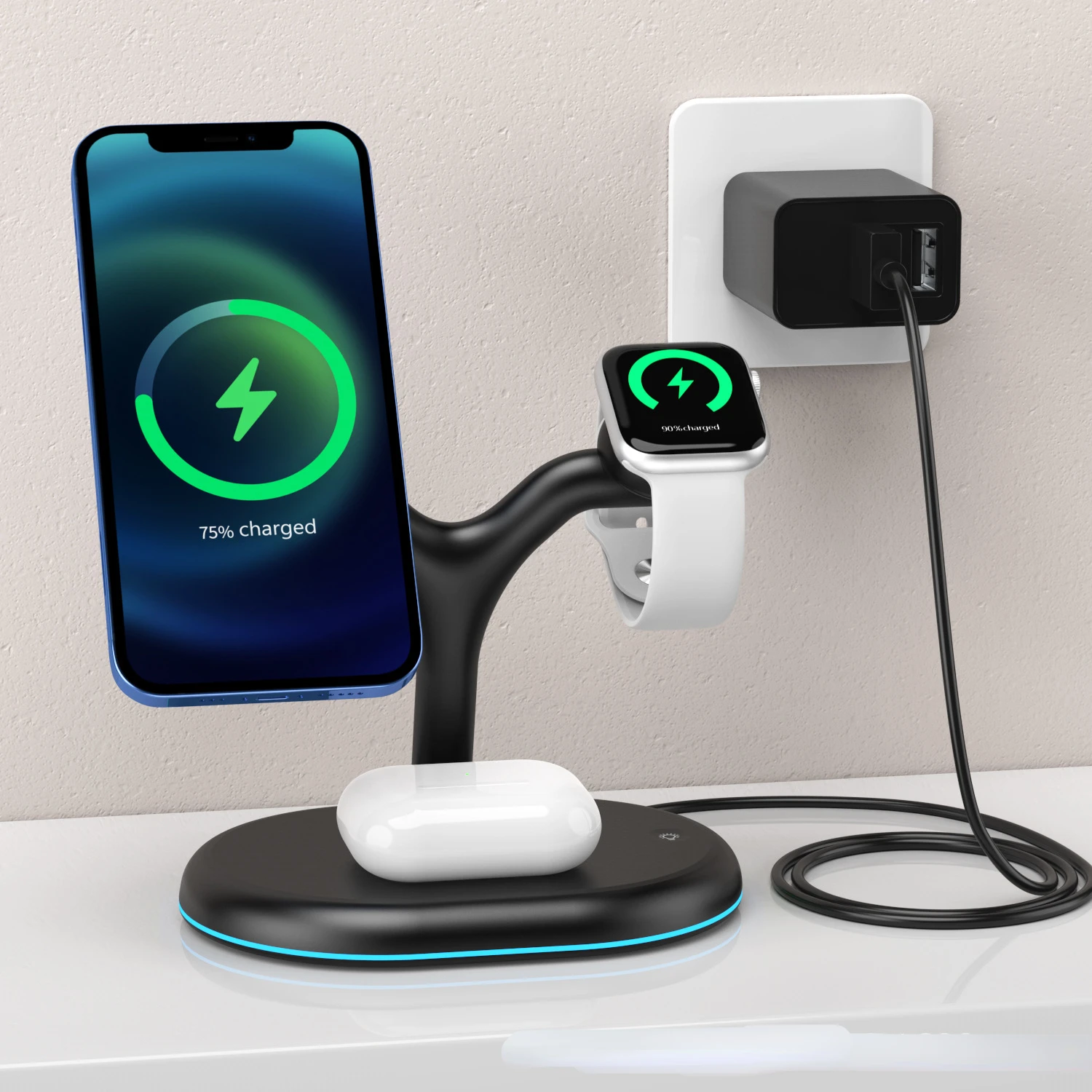 

3 в 1, беспроводное зарядное устройство для Iphone1213, Samsung, Xiaomi, Huawei