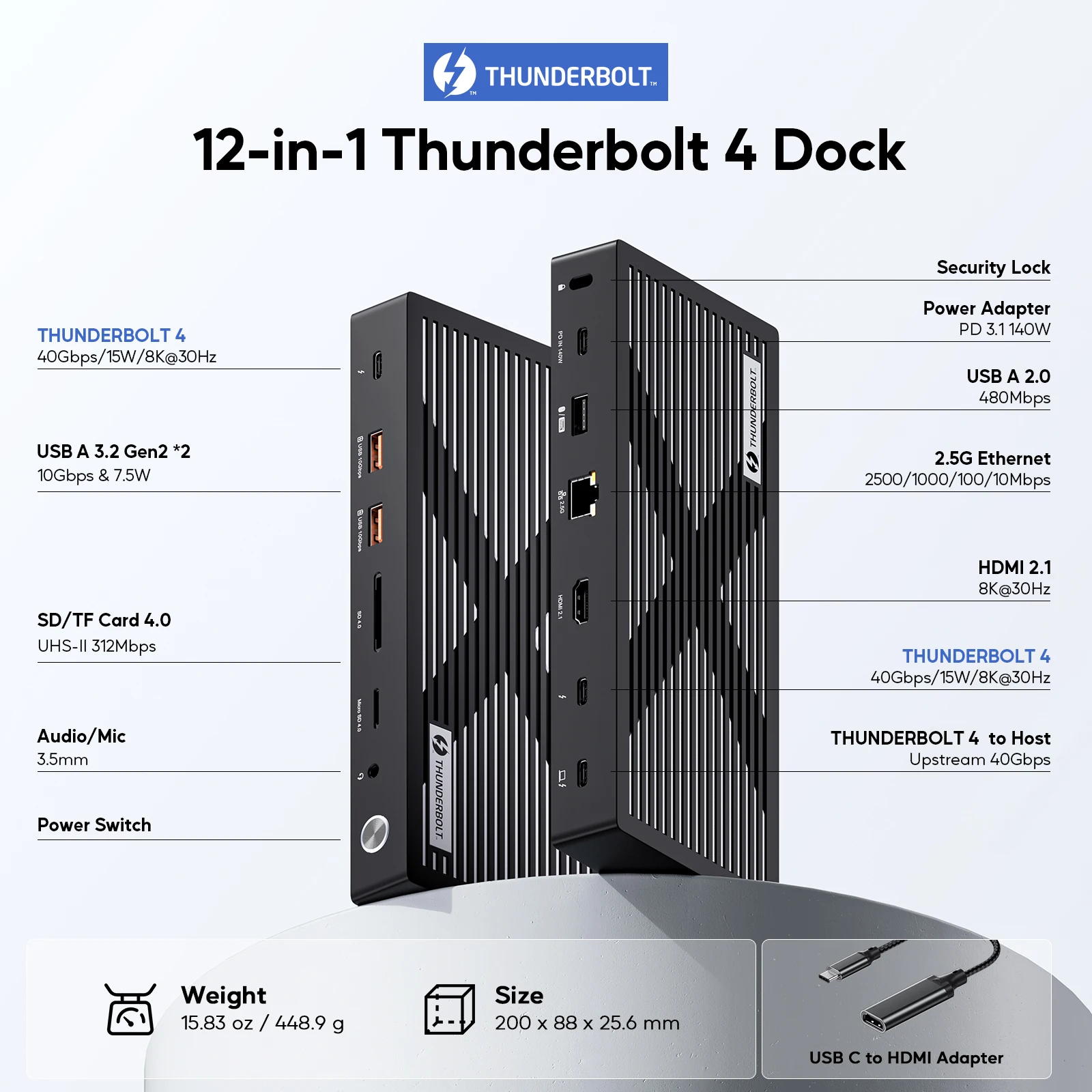 PULWTOP Docking Station Thunderbolt 4