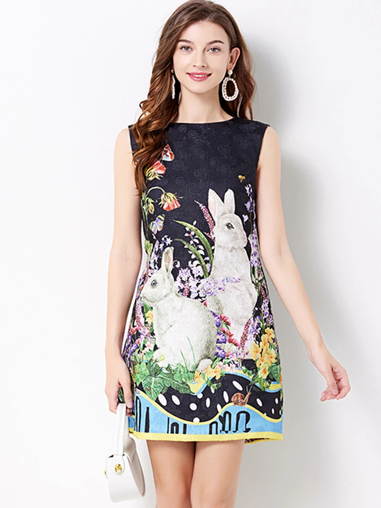 

Женское жаккардовое платье без рукавов, винтажное облегающее платье-майка с животным рисунком, лето 2023