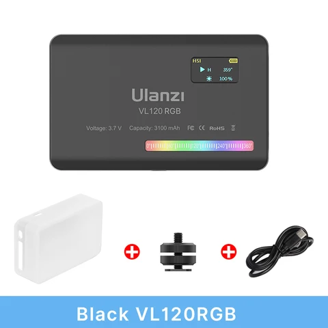 Ulanzi VL120 RGB светильник для камеры с диффузором 2500-9000K CRI 95 + 3100mAh светодиодный светильник-панель для камеры телефона светильник для фотосъемки s