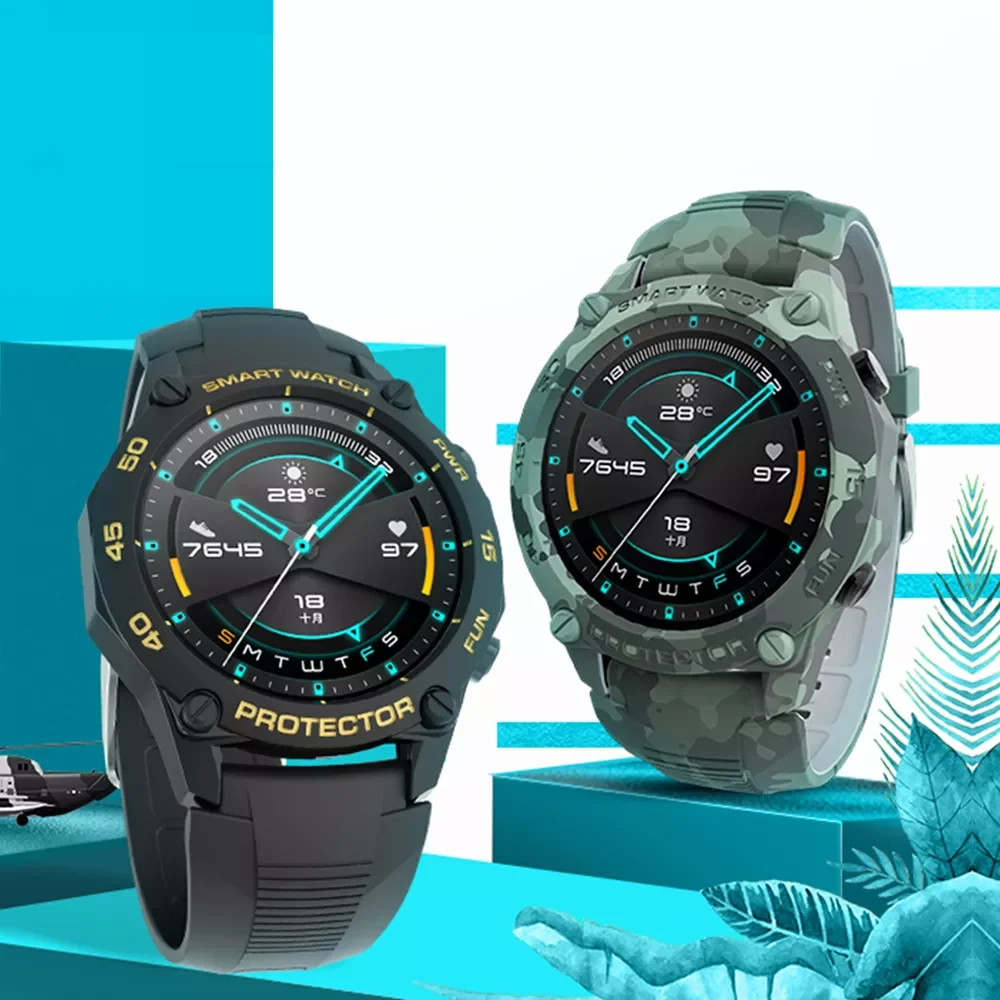 

For Huawei GT2 46mm smartwatch camouflage case strap set TPU case GT 2 46mm protective case watch outdoor sports accessories