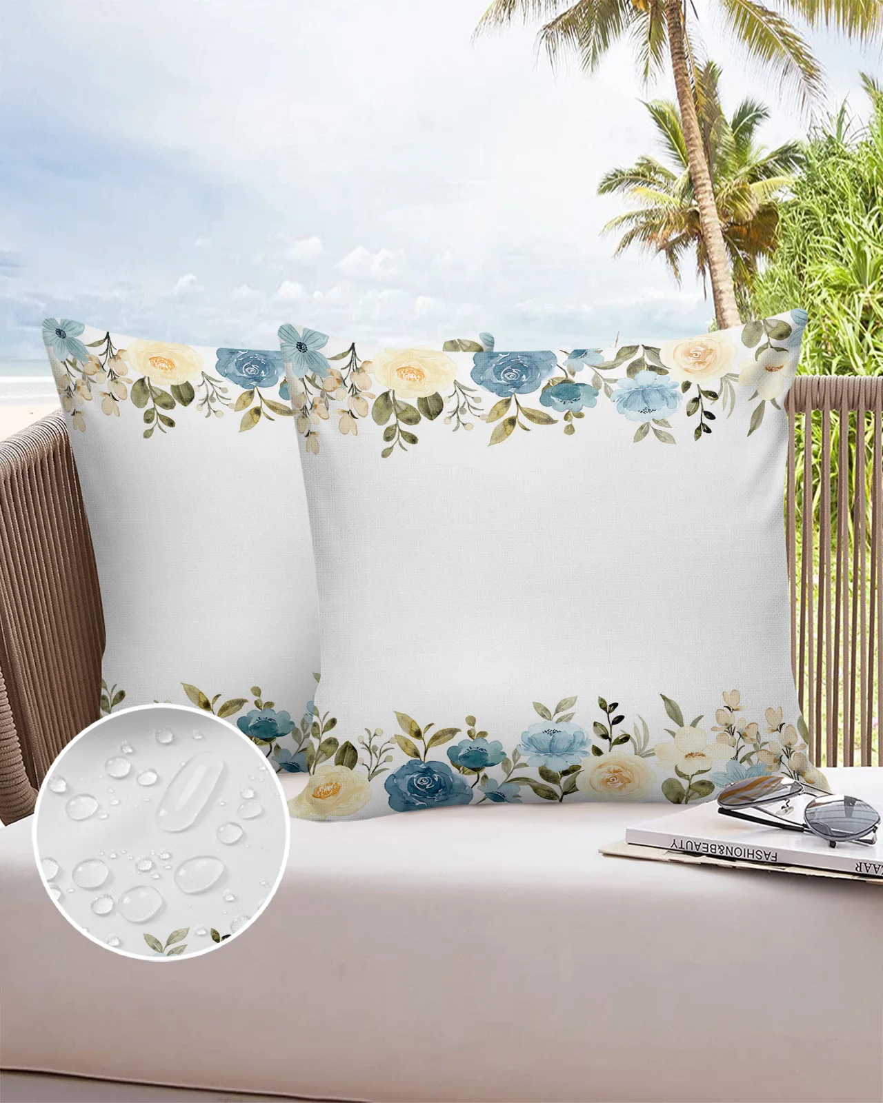 

Spring Cream Blue Flower Fashion Bed Pillow Covers Home Sofa Pavilion Decorative Pillowcase Balcony Office Car Cushion Cover