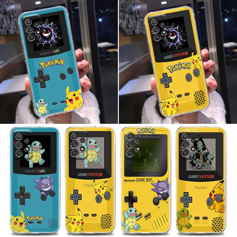 

Silicone Clear Case For Samsung Galaxy A52 A51 A53 A72 A71 A73 A32 A31 A33 A22 A11 Soft Cases Cover Game-Boy Pokemon Pikachu