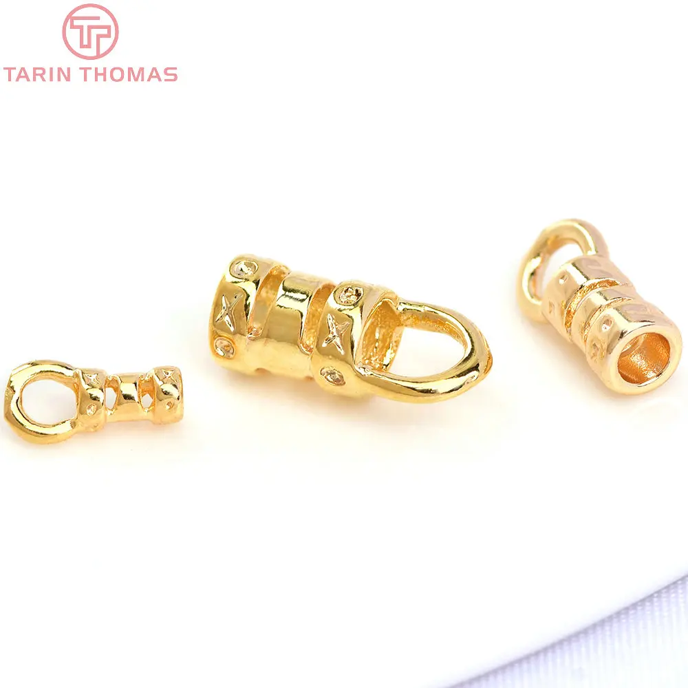 

(4980)20PCS 5x10.5MM 24K Gold Color Plated Brass Large Hole Connector for Rope High Quality Jewelry Accessories Wholesale