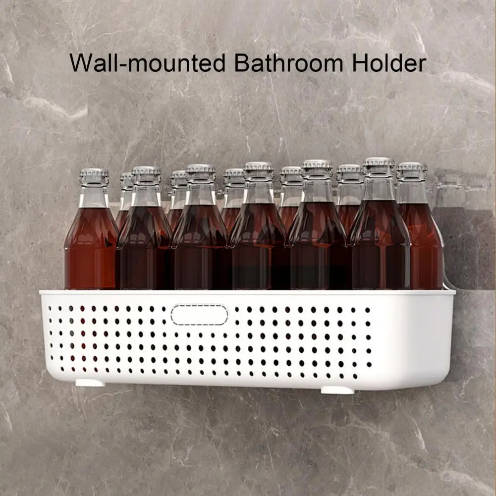 

Modern Kitchen Storage Box Non-Slip Bathroom Storage Rack Hollow Self Adhesive Bathroom Storage Rack Organizer