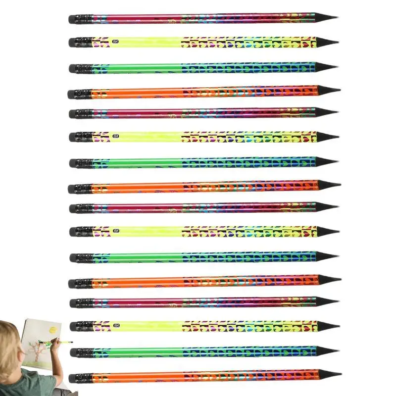 

Neon Pencils Peach Heart Neon Wood Pencils 12 Pieces HB Pre-Sharpened Non-Toxic Wood Pencils For Kids And Adults With Latex Free