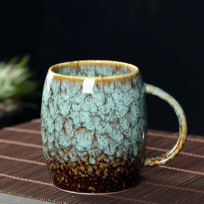 

400ml Big China Ceramic Mug Kiln Change Coffee Cup Porcelain Water Cups Pottery Tea Mugs Gift Wholesale Drinkware With Handle