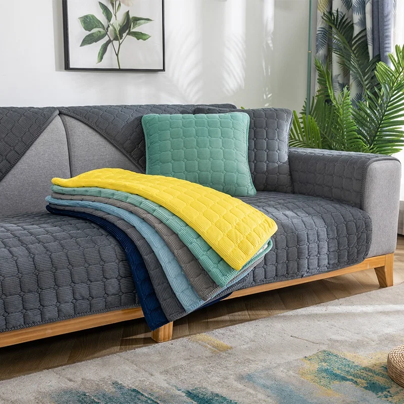 

Thickened Corduroy Sofa Cushion Four Seasons General Pure Colour Plush Non-Slip Living Room Sofa Cover Warm Breathable Sofa Back