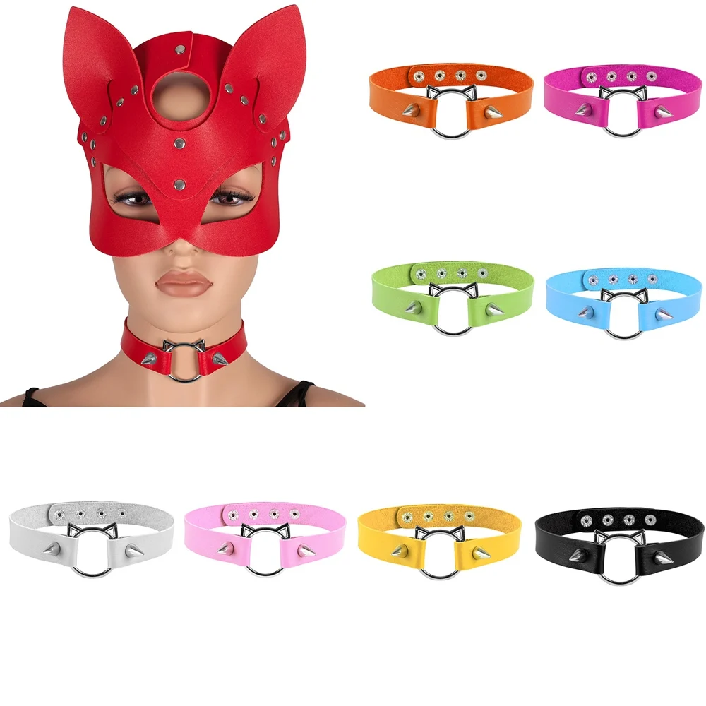 Женский кожаный чокер в стиле панк с шипами | Женская одежда