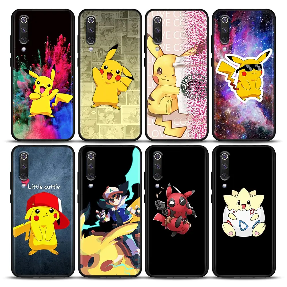 

Phone Case for Xiaomi Mi A2 8 9 SE 9T 10 10T 10S CC9 E Note 10 Lite Pro 5G Soft Silicone Case Cover Anime Cute Pokemon Pikachu