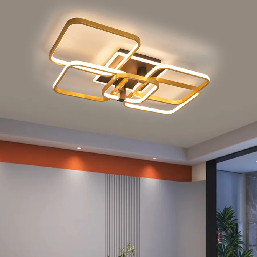 

Best Modern led Ceiling Lights for living Room bedroom Study Room Gold+ Black Painted Ceiling Lamp Fixture 90-260V