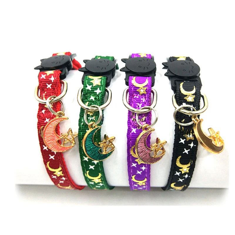 

Pet Neck Strap Cat Dog Collar Puppy Neck Ring Moon Stars Print Adjustable Cute Safety Adjustable Pet Accessories For Small Dog