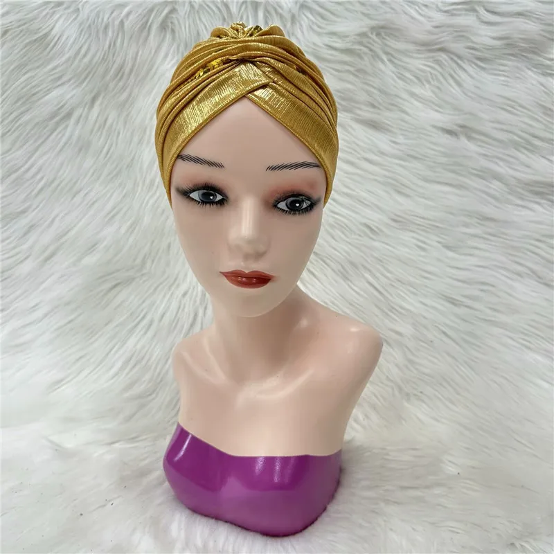 Новейшая шапка-тюрбан с блестящими пайетками для женщин готовые женские повязки