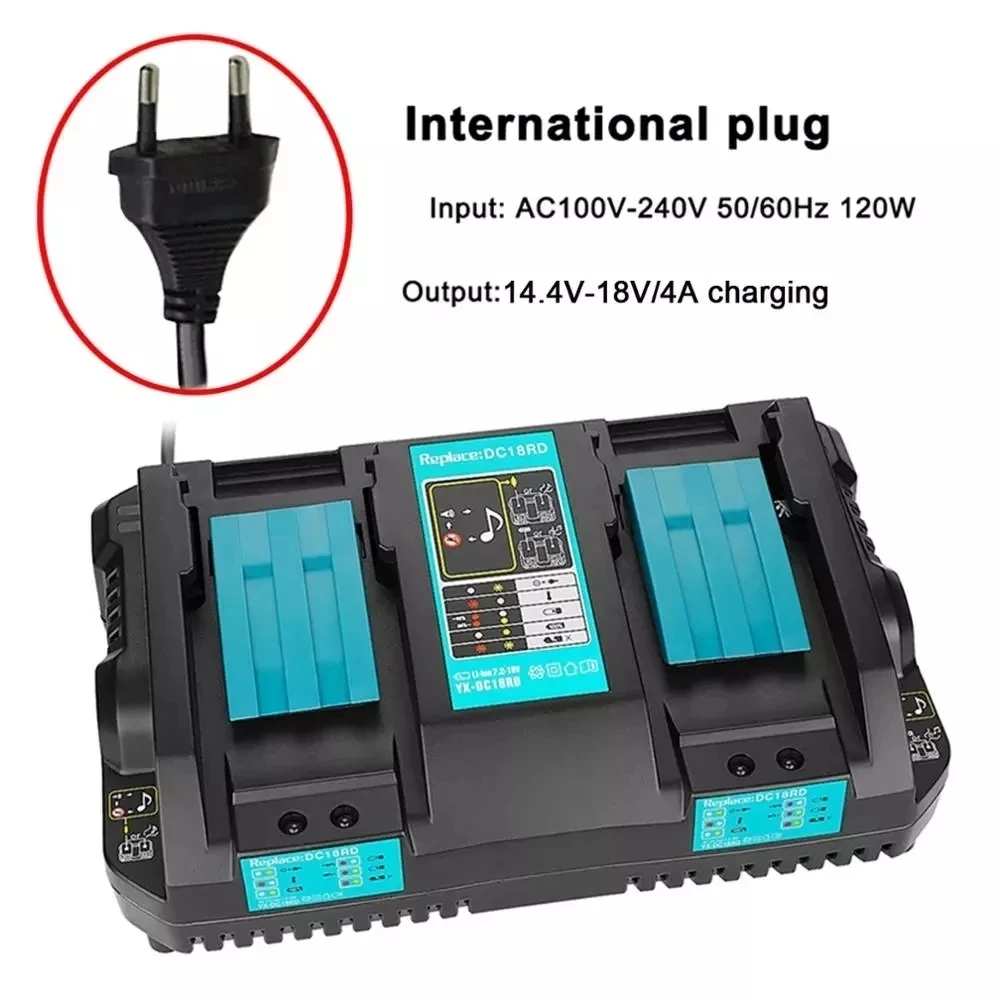 

Li-ion Battery Charger 2-Port DC18SF 14.4V 18V 20V 6A For Makita BL1820 BL1830 BL1850 BL1430 Power Tools