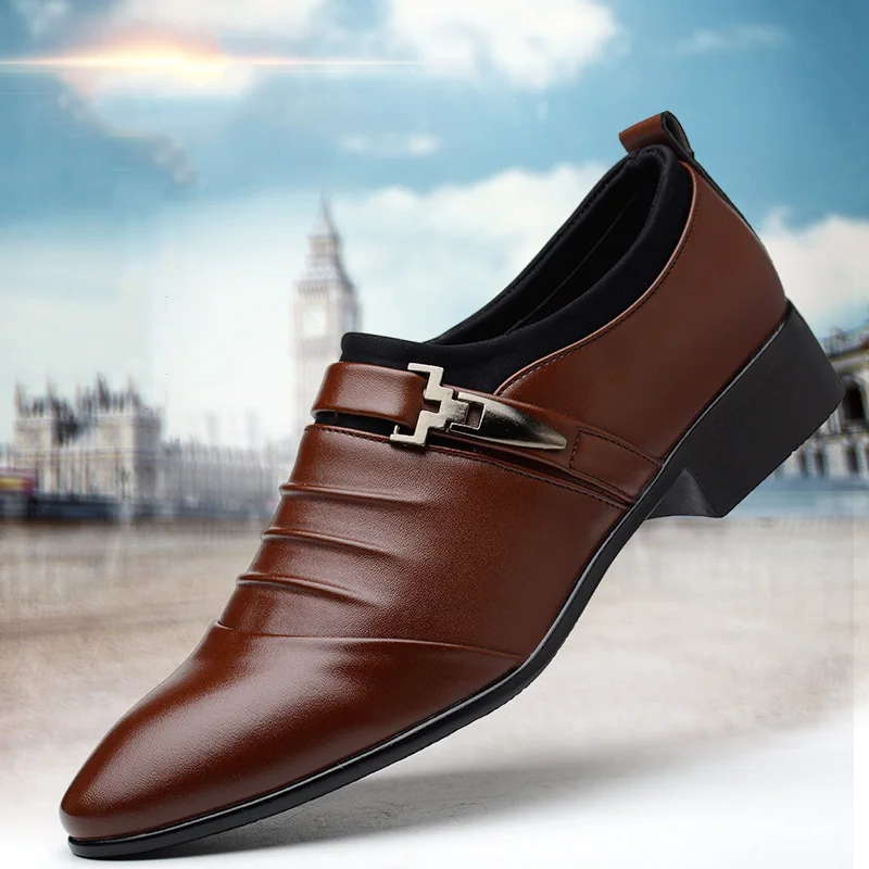 

Men's Leather Shoes Casual Shoes Slip-On Business Dress Shoes Comfortable Versatile Wedding Shoes Large Size Zapatos De Hombre